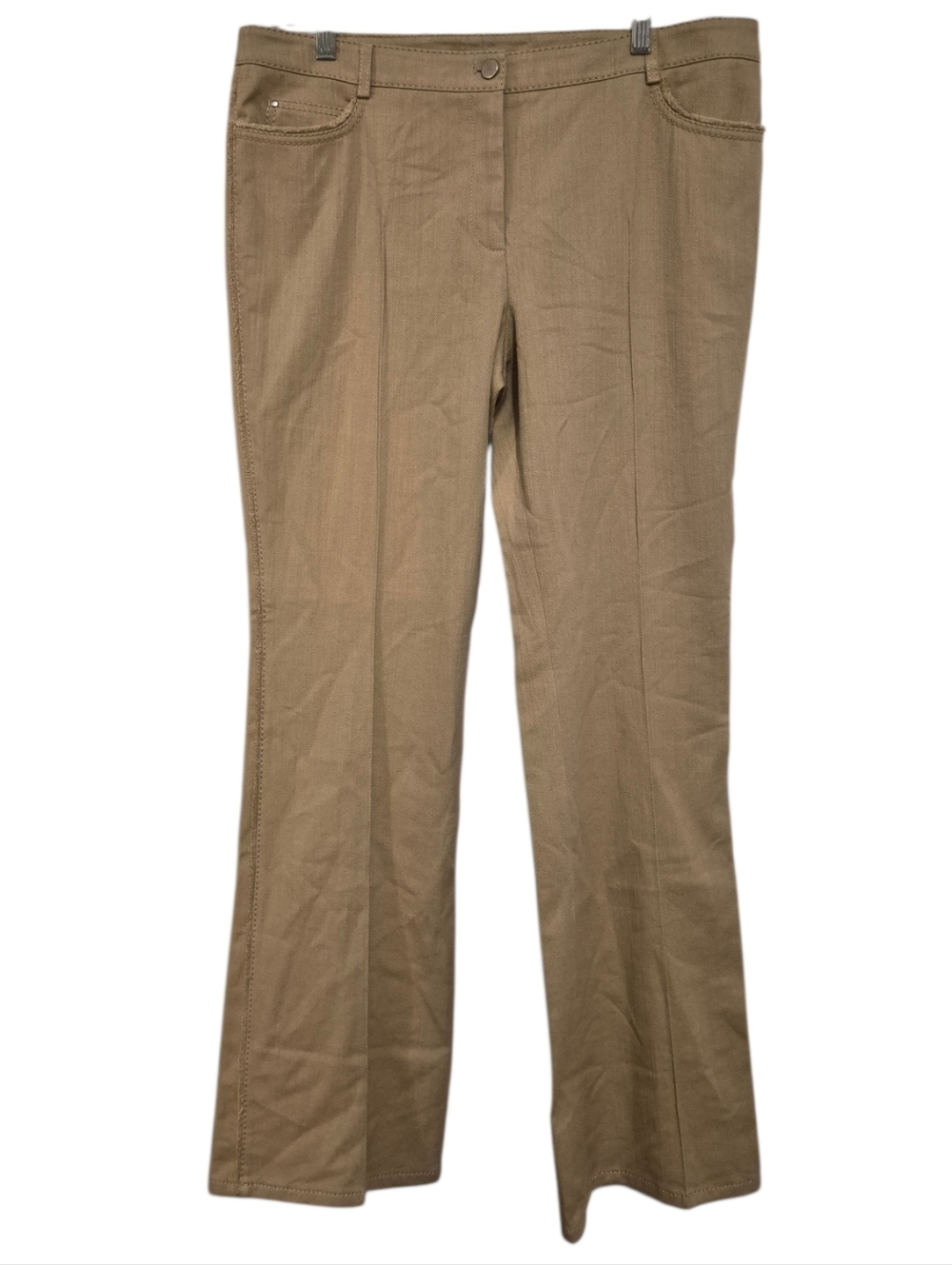 Akris Punto Faye Bootcut High Rise Trousers in Sand, Size 14 NEW w/TAG